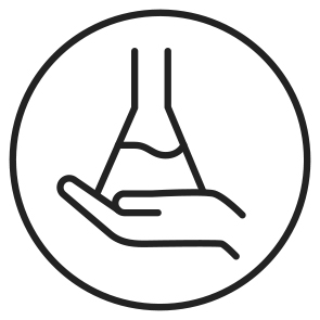 Icon Produktion Hand offen mit einem Reagenzglas