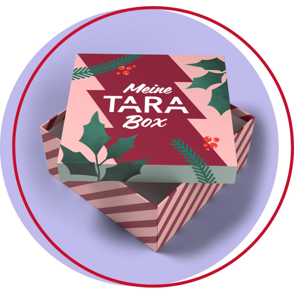 Packshot der Meine TARA-Box im rot-grünen Design